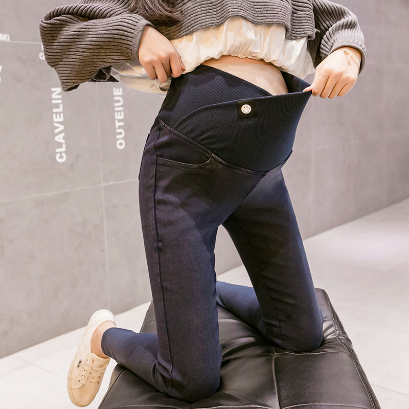 孕妇外穿怀孕初期打底裤小脚牛仔裤 彩蓝诗孕妇打底裤
