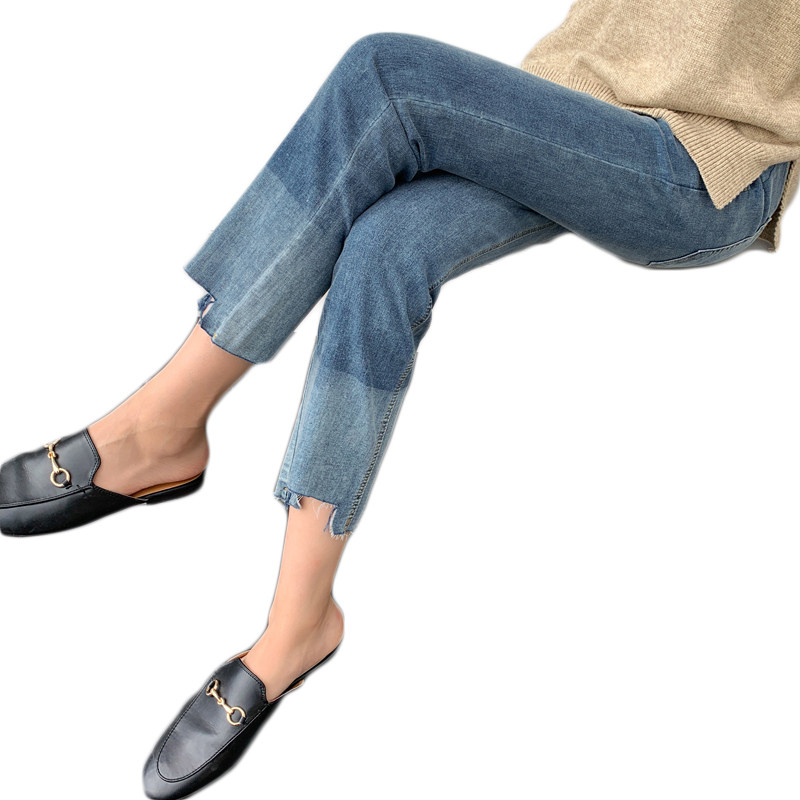 网红秋季直筒外穿阔腿裤孕妇裤子 彩蓝诗孕妇直筒裤