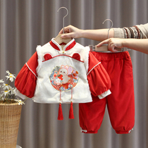 Girls Winter Baie Year clothes for children Chinese New Year clothes Chinese Wind Tang Dress Festive New Year Bottling Baby Girls Birthday Dress