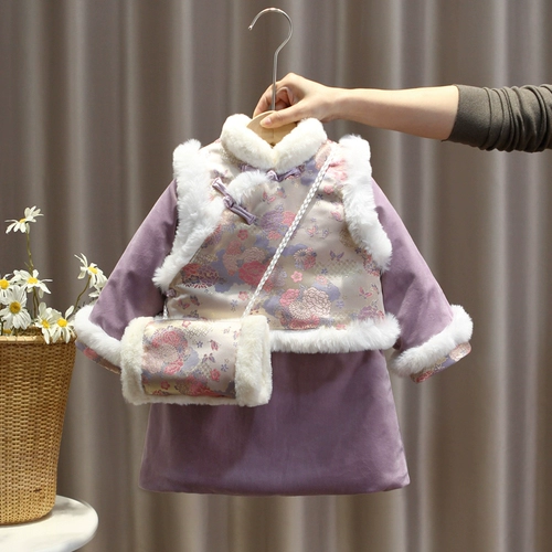 Пуховик, ханьфу, утепленная юбка, детское ципао, детская одежда, китайский стиль