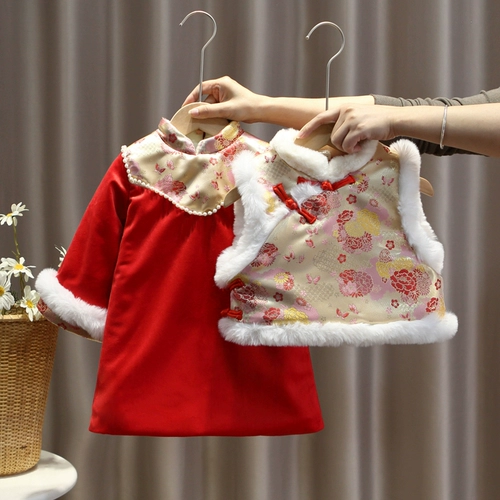 Пуховик, ханьфу, утепленная юбка, детское ципао, детская одежда, китайский стиль