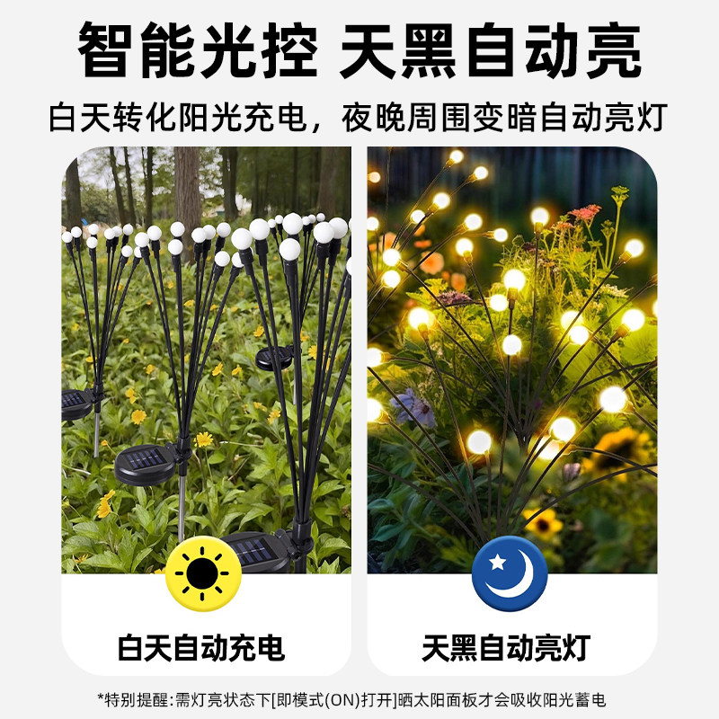 太阳能灯户外萤火虫灯庭院花园氛围灯防水别墅景观装饰地插草坪灯,淘宝优惠券,粉丝福利购,淘宝优惠卷
