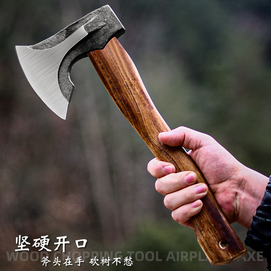 Outdoor long handle ax high manganese steel forged forged woodworking ax