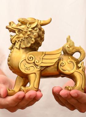 黄铜貔貅摆件一对飞天貔貅公母一对大号家居装饰店铺公司开业礼品