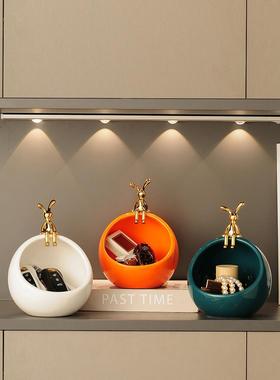 入户玄关门口放钥匙扣锁匙收纳盒摆件轻奢高档家居客厅鞋柜装饰品