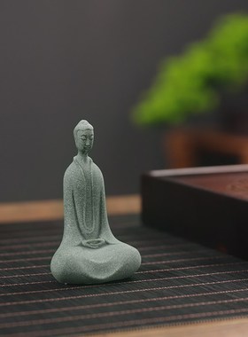热销青砂石禅g意北魏佛像小摆件桌面茶宠假山鱼缸造景盆景微景观