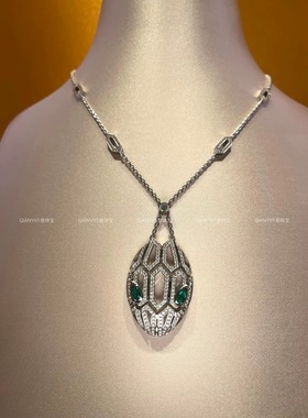 QIANYI仟意珠宝【灵蛇系列】老钱风贵气奢华满钻蛇头镶嵌锆钻项链