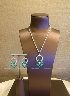 QIANYI仟意珠宝【奢华系列】镀v金捕梦网蝴蝶流苏生日宴会款项链