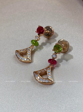 QIANYI仟意珠宝【奢华系列】白富美千金贵气镶嵌合成彩宝扇子项链