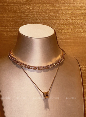 QIANYI仟意珠宝【奢华系列】镀18k金满天星镶嵌高碳钻锁骨链项链