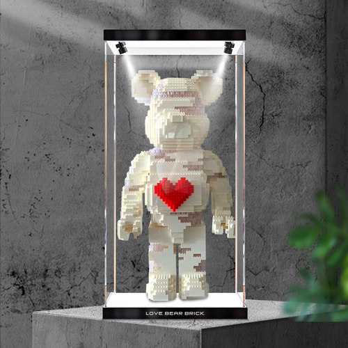 亚克力展示盒防尘罩适用乐高bear爱心暴力熊brick网红积木模型罩 - 图2