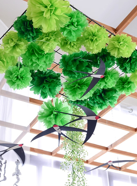 平衡燕子网格纸花球绿植挂饰