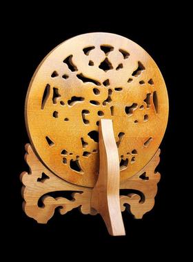 桃木福字麒麟龙凤呈祥吉祥如意双鱼福摆件木雕家居玄关装饰工艺品