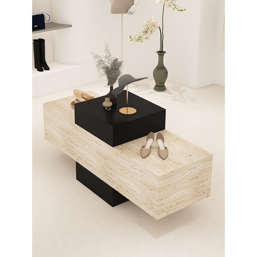 中岛展示台女装店鞋包店洞石流水台饰品中间摆放陈列服装店中岛桌 - 图2