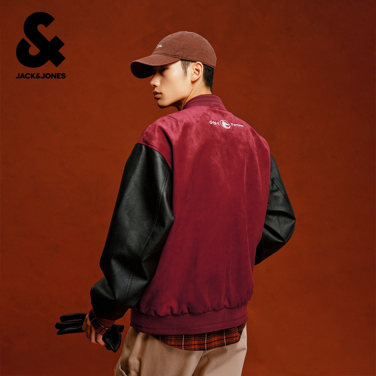 杰克琼斯奥特莱斯男装夹克马年新年款毛巾绣宽松棒球领摁扣外套 - 图3