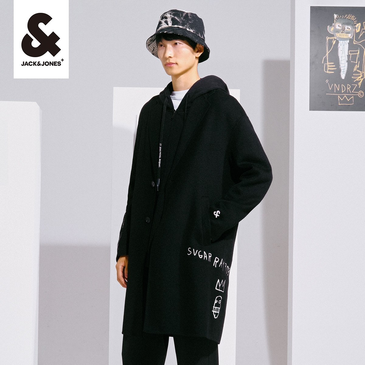 杰克琼斯奥特莱斯秋冬Basquiat联名衣服毛呢长款风衣外套男士男装,淘宝优惠券,粉丝福利购,淘宝优惠卷