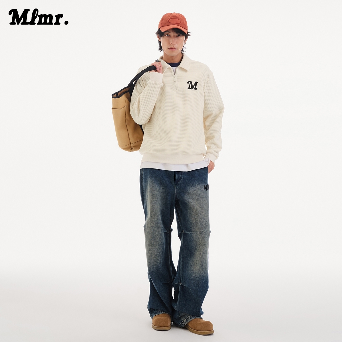 MLMR秋季舒适潮简约学院风时尚翻领半开拉链门襟卫衣男女同款男装
