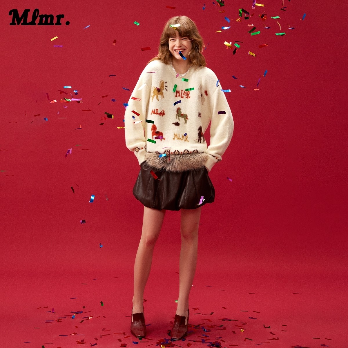 MLMR新款百搭风圆领字母动物提花时尚潮流日常毛衣针织衫男女,淘宝优惠券,粉丝福利购,淘宝优惠卷