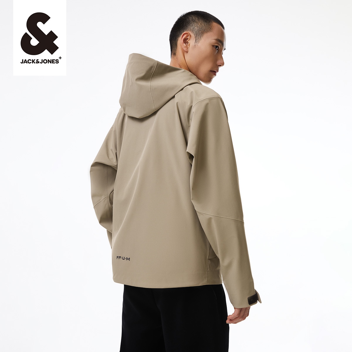 outlets杰克琼斯早秋新款时尚基础衣服户外潮纯色连帽外套男装