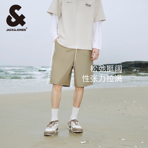杰克琼斯夏季新款双侧插袋oversize过膝休闲裤子男士短裤男款男装 - 图0