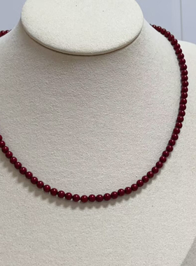 波尔多红珍珠项链女款车厘子红轻奢小众设计感颈链配饰项链
