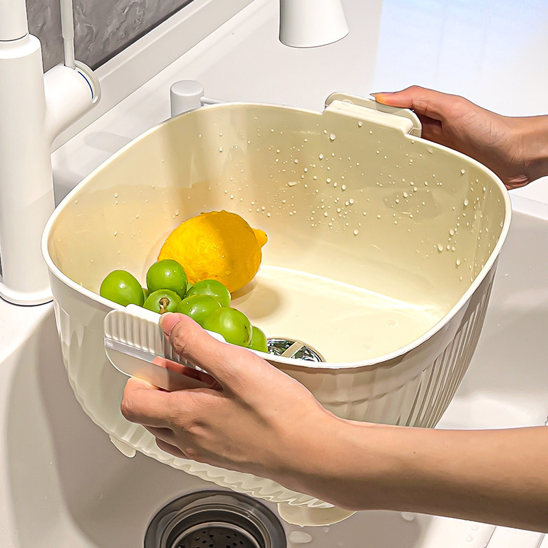 沥水篮家用厨房食品级水槽洗菜盆多功能加厚水果篮蔬菜轻奢收纳篮,淘宝优惠券,粉丝福利购,淘宝优惠卷