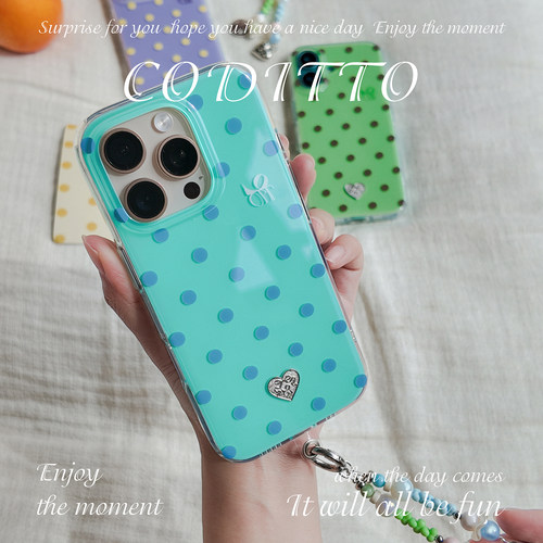 coditto波点海盐奶冻双层印花适用iPhone16promax手机壳夏日苹果16pro15promax保护套创意新款15pro14promax-图0