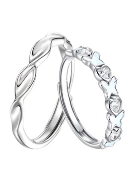 S925纯银戒指夜光蝴蝶爱心情侣对