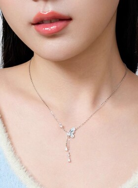S925纯银项链夜光星夜蝴蝶锁骨链