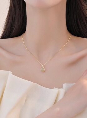 S925纯银项链和田玉福袋吊坠锁骨