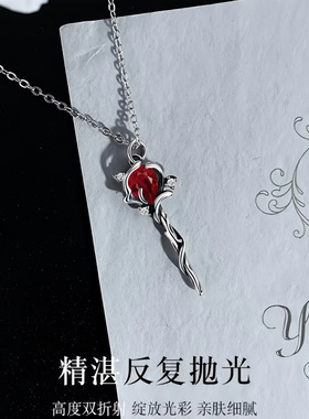 925纯银无人区玫瑰项链女暗黑小