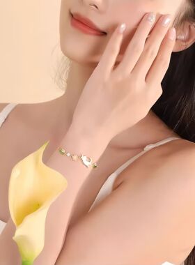 S999足银猫咪与花手链轻奢小众精