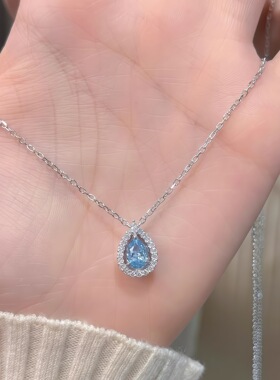 S999足银蓝眼泪项链轻奢小众时尚