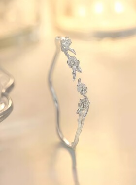 S999足银小王子的玫瑰花手镯开口