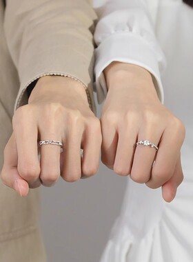 S925纯银戒指芍药花情侣对戒轻奢