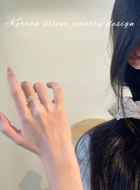 s925纯银双层皇冠戒指女日韩简约