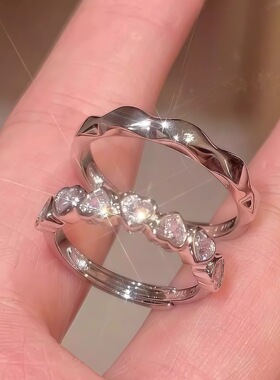 S999足银知心情侣款对戒轻奢小众