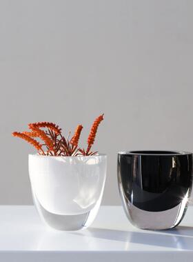 网红艺术斜磨砂水滴玻璃小花瓶玻璃桌面饰品桌面水培精美典雅