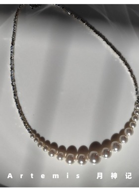 施家珍珠碎银子渐变微笑项链小众高级毛衣颈联