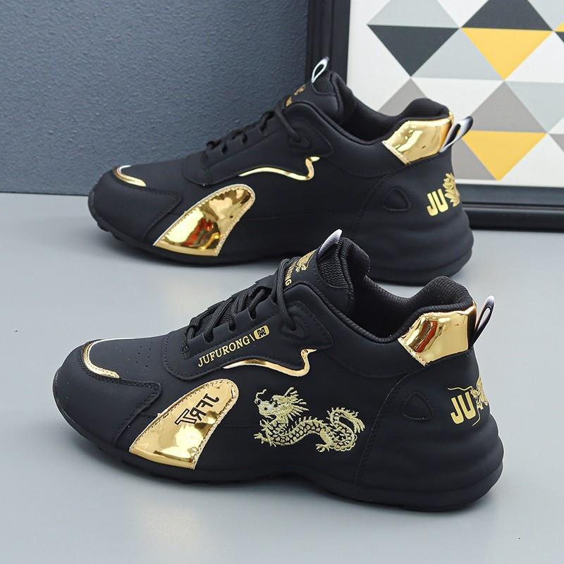 高档男鞋真皮运动鞋男款休闲男潮鞋2025新款软底老爹鞋皮面旅游鞋 - 图0