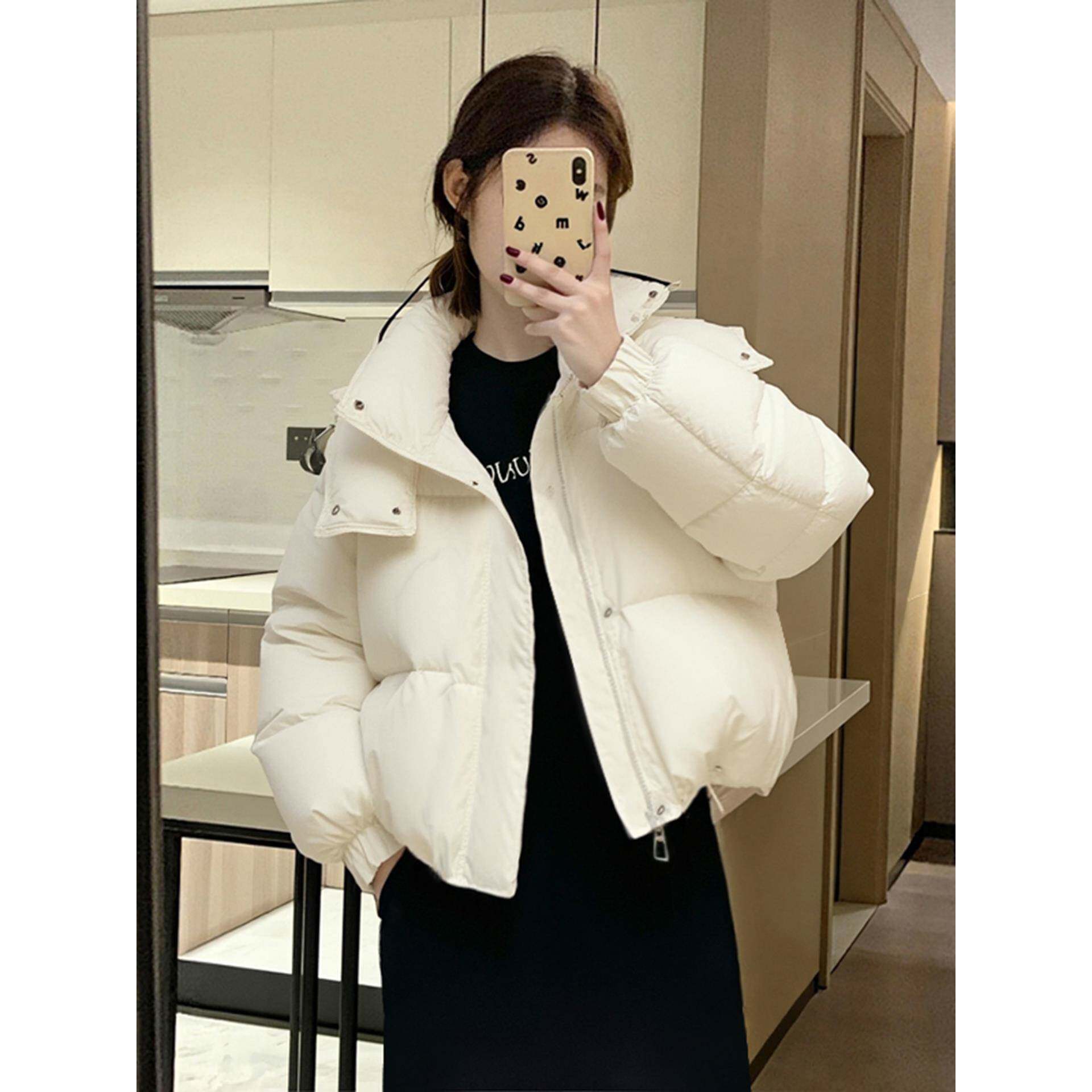 小个子短款连帽羽绒服女2025冬季新款白鸭绒爆款漂亮面包服外套 - 图1