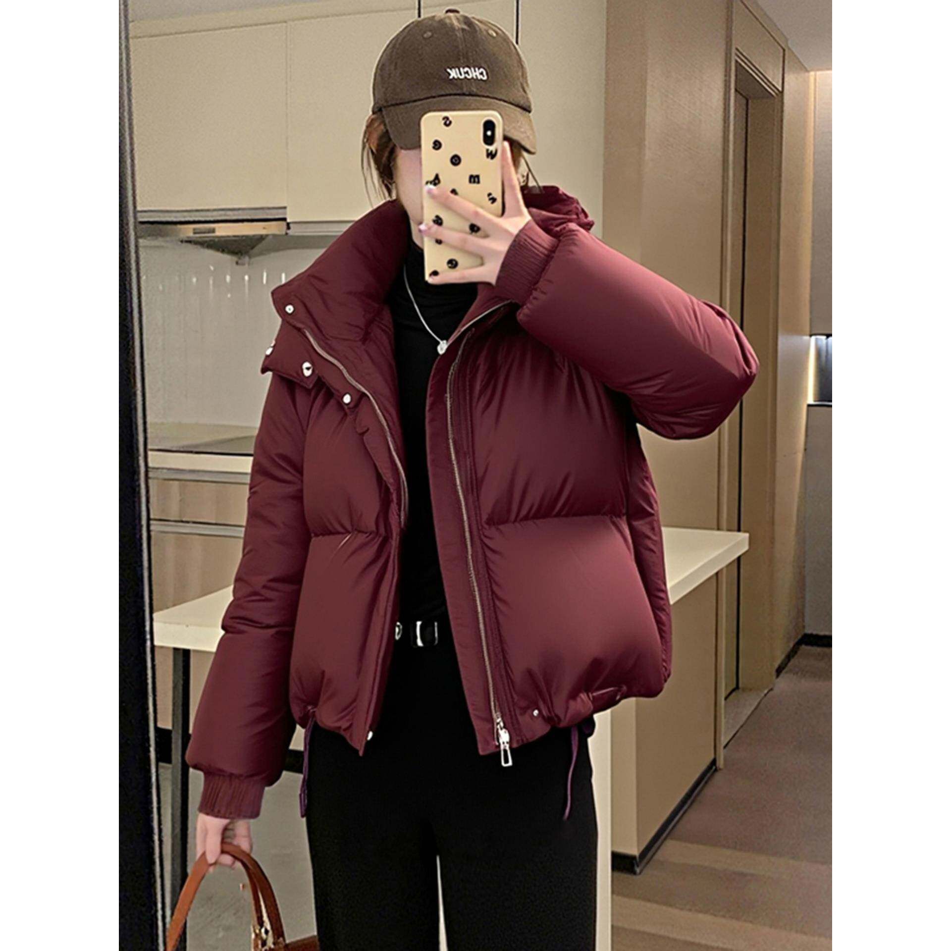 小个子短款连帽羽绒服女2025冬季新款白鸭绒爆款漂亮面包服外套 - 图2