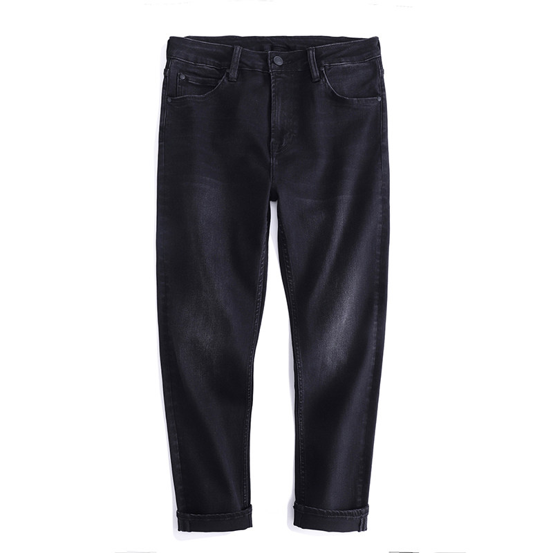 秋冬洗水黑牛仔裤男九分裤微宽松锥形弹力舒适8分裤厚款3个裤长选,淘宝优惠券,粉丝福利购,淘宝优惠卷