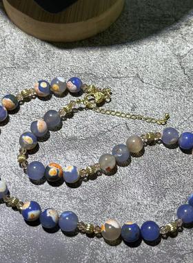 圆珠链中古vintage怪色天然项链