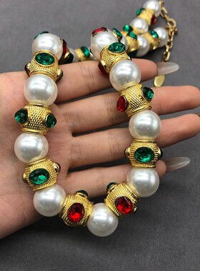 其他重工红绿宝石蜻蜓眼珠项链