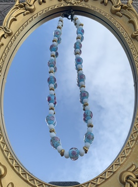 琉璃圆珠链中古西洋古董回流项链