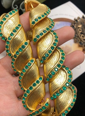 vintage饰品镶祖母绿钻项链叠层