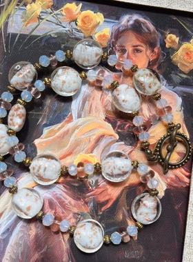 琉璃中古Vintage白色单层金项链