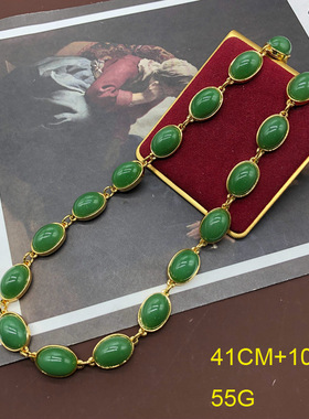 欧美椭圆彩色琉璃短款项链颈链简