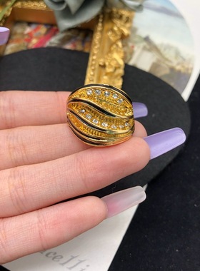 中古戒指小众设计感轻奢风珐琅宝